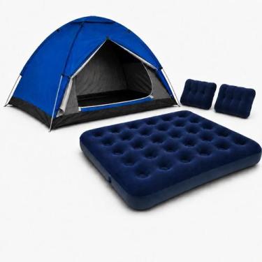 Imagem de Kit Barraca Camping Iglu 4 Pessoas 2x2m Colchão Casal Inflável 2 Trave