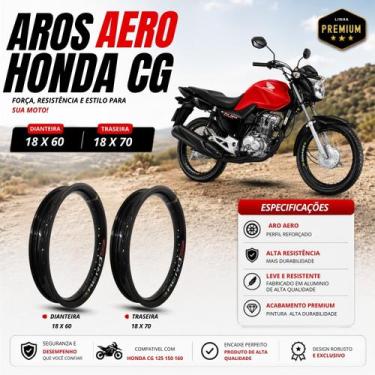 Imagem de Par jogo aro aero cg honda cg 125 150 160 titan fan start 18x60 18x70 