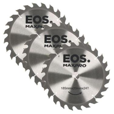 Imagem de Kit com 03 Disco de Serra Circular de Madeira TCT 185mm EOS 185mmx20mm