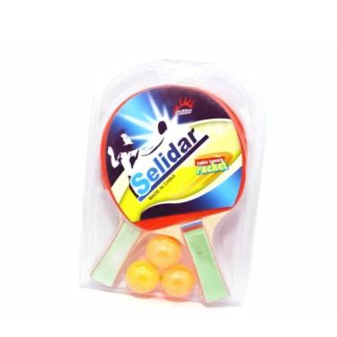 Imagem de Kit Ping Pong com Rede 2 Raquetes + 3 Bolinhas Preto e Vermelho DDG Toys