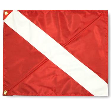 Imagem de Anley Diver Down Warning Flag com Vara de Reforço Removível 20 x 24 Polegadas - Nylon com Costura Dupla - Bandeiras de Mergulho Vermelhas e Brancas para Mergulho Submarino Mergulho Livre