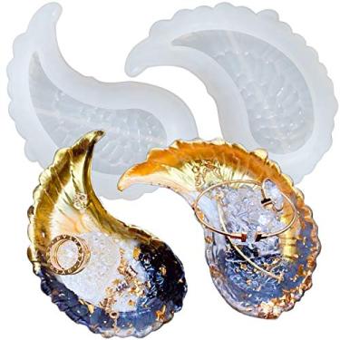 Imagem de Angel Wing - Molde de silicone para resina epóxi e resina de polímero, cimento de concreto, bandeja de armazenamento de joias faça você mesmo, suporte de vela, cinzeiro, 2 unidades, 12,5 x 8 cm