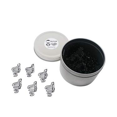 Imagem de Butler in the Home 100 clipes de papel em forma de cobra ótimos para colecionadores de clipe de papel ou presente de escritório – vem em lata redonda com tampa e caixa de presente, Preto