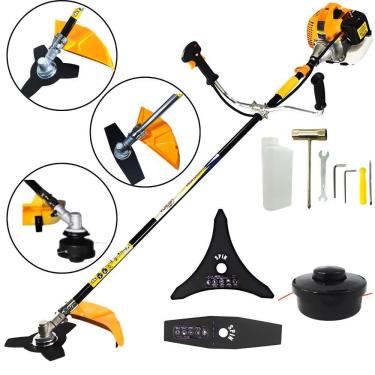 Imagem de Roçadeira Profissional Vulcan VR520H 52cc 2 Tempos á Gasolina + Faca Extra de Duas Pontas Furo de 25mm Sendo Ideal Para Uso em Rodovias e Praças