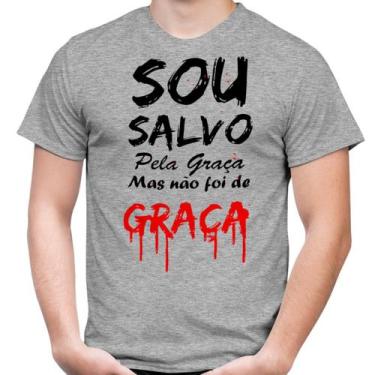 Imagem de Camiseta Masculina Evangélica Salvo Pela Graça 100% Algodão - Atelier