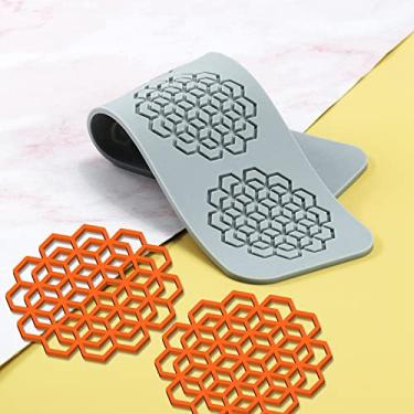 Imagem de TUKE Moldes de silicone de folhas 3D tapete de fondant de bolo de flor molde de pastelaria folha de abelha molde de pastelaria impressão de rosa chocolate molde de renda oco (geometria_26,4x7x0,3 cm_L)