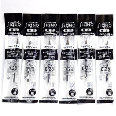 Imagem de Uni-Ball Signo Refil de caneta de gel ponta extrafina tinta preta 0,28 mm conjunto de 6 (importação do Japão)