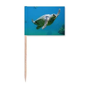 Imagem de Marcadores de palito de dente com estampa de tartaruga e oceano, decoração de festa