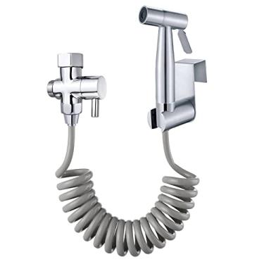 Imagem de AITUOSI Kit de vaso sanitário pulverizador de bidê portátil - Gancho de tanque de água e mangueira de chuveiro telescópica flexível ABS de 150 cm