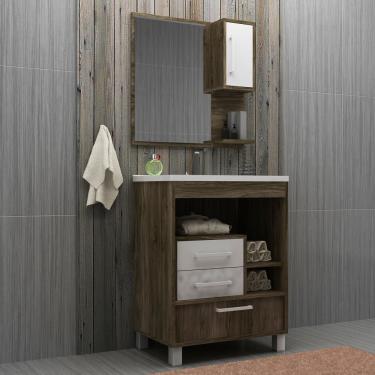 Imagem de Conjunto para Banheiro 2 Portas 2 Gavetas Rivera Móveis Sander - Citra/Branco