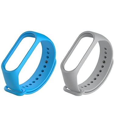 Imagem de Nandos_Store Kit 2 Pulseiras NSmart compatível com Mi Band 3 ou 4 (Azul+Cinza)