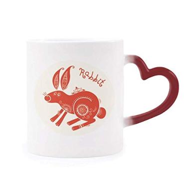 Imagem de Year Of Rabbit Animal China Zodíaco Vermelho Caneca Sensível ao Calor Vermelho Mudança de Cor Caneca Grés
