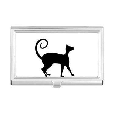Imagem de Porta-cartões de visita com desenho de animal de gato preto para amantes de animais