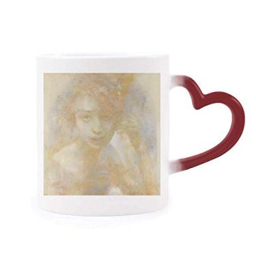 Imagem de Caneca Autumn Girl XJJ com pintura a óleo sensível ao calor vermelha que muda de cor