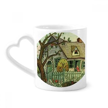 Imagem de Miaoji Caneca de cerâmica para café com pintura em aquarela de gato no centro da menina, copo de coração de vidro