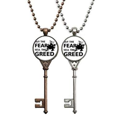 Imagem de OFFbb-USA Compre Fear Sell Greed Art Deco Presente Fashion Chaveiro Pingente Joias Decoração Casal