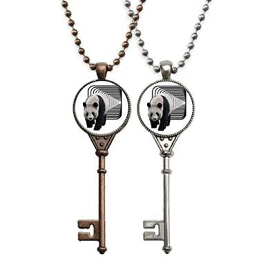 Imagem de OFFbb-USA Colar com pingente de chave, túnel de panda para decoração de casal