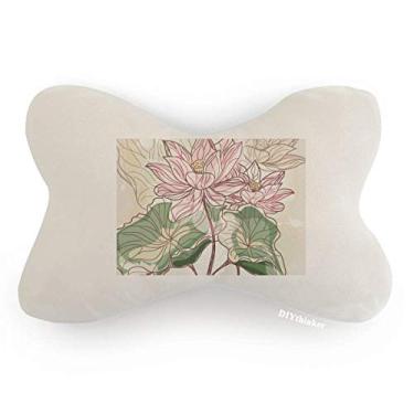 Imagem de DIYthinker Almofada para decoração de pescoço de flor de lótus em aquarela com raiz de lótus em aquarela para carro
