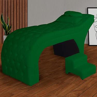 Imagem de Kit Maca e Escada Para Massagem e Estética Suede Verde - LM DECOR