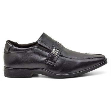 Imagem de Sapato Social Infantil Kids Preto  Couro Masculino Elastico Elegante Fino Fork