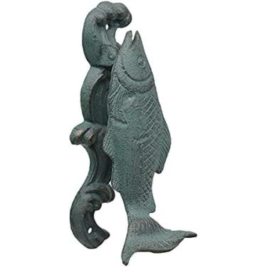 Imagem de Aldrava De Porta De Peixe Adorável,aldravas De Porta Da Frente Batentes De Porta De Fundição De Anel De Ferro Fundido Vintage,uso De Decoração De Porta De Celeiro De Porta Da Frente,superfície Ver