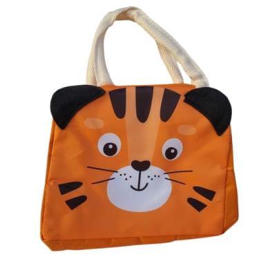 Imagem de Bolsa Térmica/Lancheira Infantil 3D Para a Escola, Piquenique, Trabalho, Passeios. Todas com estampas de Animais Fofos. (Tigre Laranja)