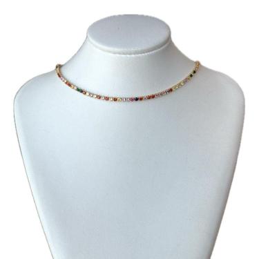 Imagem de Colar Choker Riviera Zircônias Colors 2,5mm Banhado a Ouro