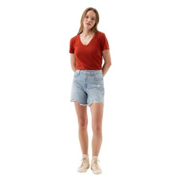 Imagem de GAP Camiseta feminina favorita com gola V, Ocre vermelho, G