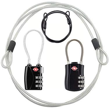 Imagem de Fechaduras TSA, cadeados de combinação de dígitos e combinação de cabo de aço, trava de segurança para viagem, trava codificada para bagagem, bolsa de viagem, estojo de terno, academia, travas de