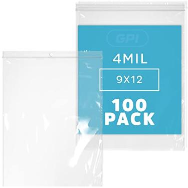 Imagem de GPI – Sacos com zíper de 23 x 30 cm para papel tamanho carta A4, resistente, 4 mm, pacote com 100, sacos de plástico transparente com zíper e trava superior para armazenamento de alimentos,