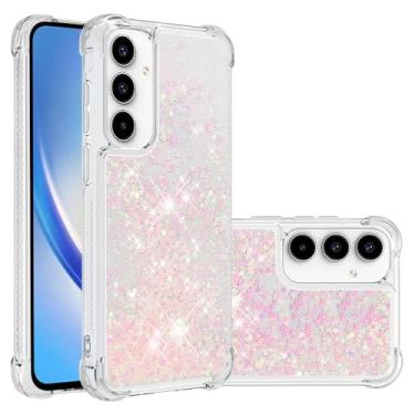 Imagem de COTDINFOR Compatível com Samsung Galaxy A55 5G Capa líquida com glitter linda capa de telefone brilhante flutuante areia movediça à prova de choque protetora macia TPU feminina capa feminina para