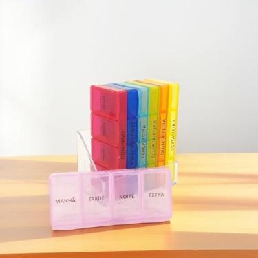 Imagem de Porta Comprimidos Semanal Caixinha de Remédio Organizador de Medicamento Estojo PilBox Diário Cápsulas Smart Manhã Tarde Noite D (Pta Comp 08 D)