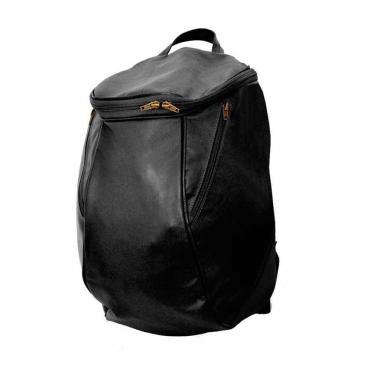 Imagem de Mochila Masculina De Couro Grande Cor Preto Com Faixa Branca