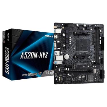 Imagem de Placa Mãe AsRock A520M-HVS AM4 mATX DDR4 HDMI D-Sub M.2 - 90-MXBE60-A0UAYZ