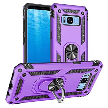 Imagem de Yiakeng Capa Protetora para Samsung Galaxy S8, com Anel de Metal e TPU e Policarbonato (Roxo)