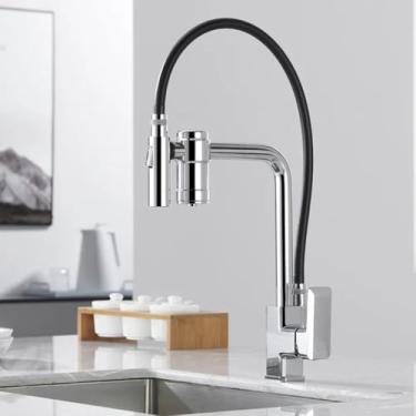 Imagem de Torneira de cozinha com filtro de água, torneira retrátil de água filtrada 2 em 1, torneiras misturadoras, Chorme