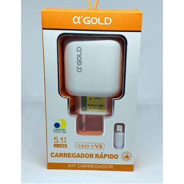 Imagem de Carregador Rápido Celular Android Entrada V8 2 Usb - a gold