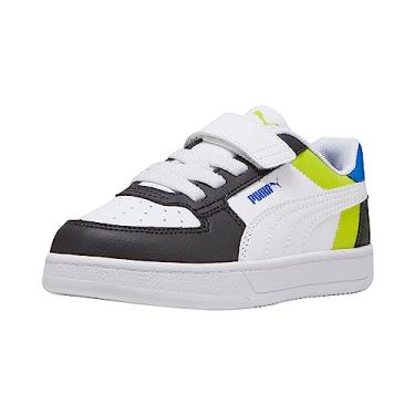 Imagem de PUMA Tênis infantil unissex Caven 2.0 Block com fecho alternativo Plus, Puma Branco-escuro verde-limão Smash-puma Team Royal, 2.5 Little Kid