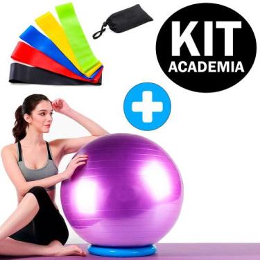 Imagem de Kit Fisioterapia Funcional Reabilitação Bola Suíça Pilates Yoga + Faix