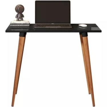 Imagem de Mesa Escrivaninha Retrô em MDF e Pés Palito - E-NOVA MÓVEIS, PRETO FOS