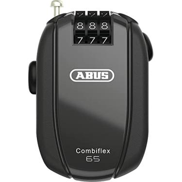 Imagem de ABUS Cadeado de cabo Combiflex - Trava para prender esquis, capacete, carrinho de bebê e bagagem - Viagem 65-65 cm de comprimento - 3 mm de espessura - com código numérico - Preto
