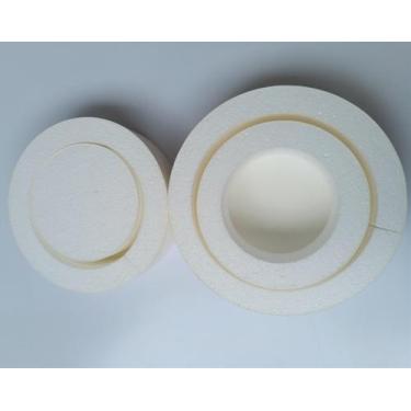 Imagem de Bolo Fake Isopor Revest. Com Eva Sem Emenda 4 And. (Branco) - Decorpla