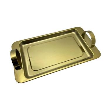 Imagem de Bandeja Retangular Média Dourada Fineza