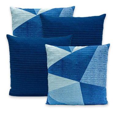 Imagem de Kit 4 Capas de Almofadas Piquet Favinho Lisa e Estampada 40x40 C/ Zípe