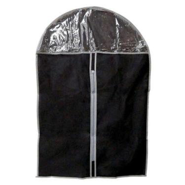 Imagem de Capa para Terno com Zíper em TNT Preta e Plástico PVC Transparente 88x