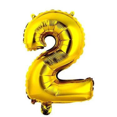 Imagem de Balão Metalizado Número 2 1m Amarelo Dourado P/ Aniversario - RT