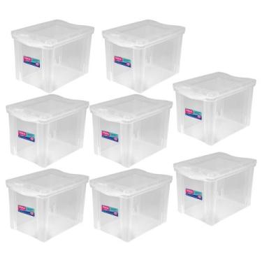 Imagem de Organizador Plástico 30L Tampa Transparente Ordene Kit 8