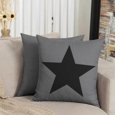 Imagem de Almofada Cinza Estrela 40x40cm - Serigrafada Frente e Verso - FASTLAR