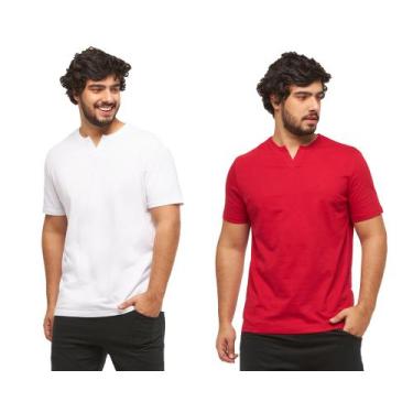 Imagem de Kit com 02 camisetas basica gola portuguesa - c3 - Wooks, M, Branco, V
