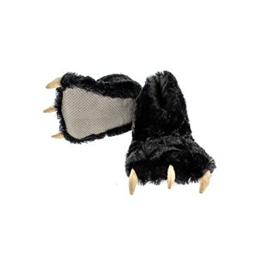 Imagem de Lazy One Chinelos de pata de animal para crianças e adultos, fantasia divertida para crianças, chinelos peludos aconchegantes, Pantufas de pata de urso preto, X-Large